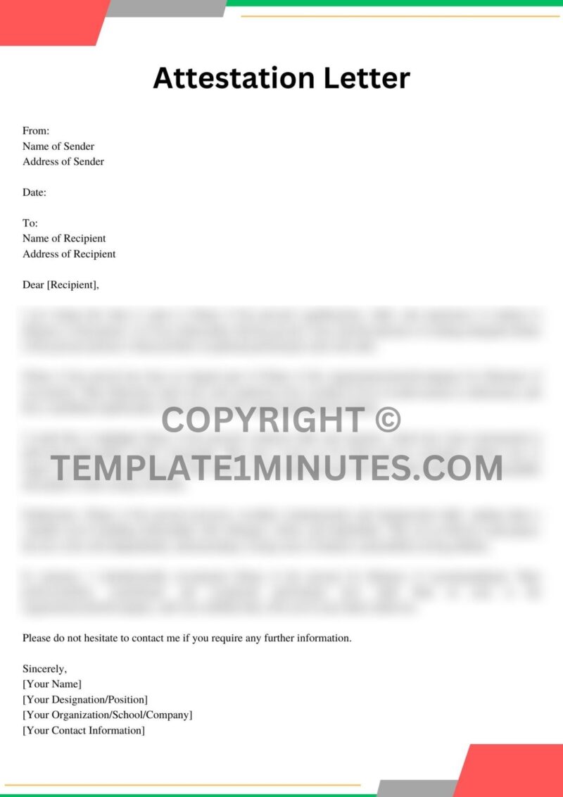 Attestation Letter Example