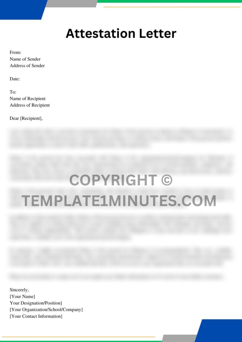 Attestation Letter Sample