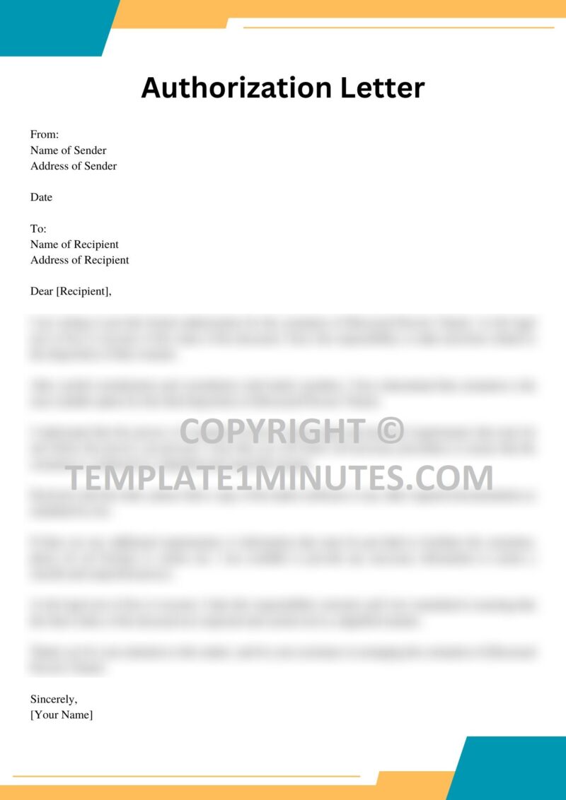 Authorization Letter for Cremation Sample