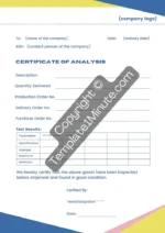 Certificate of Analysis template