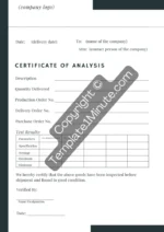 Certificate of Analysis word