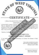 Certificate of Authority template