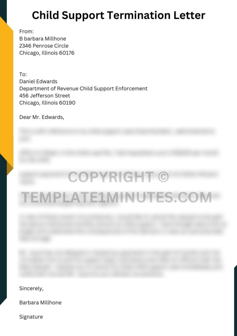 Child Support Termination Letter Example