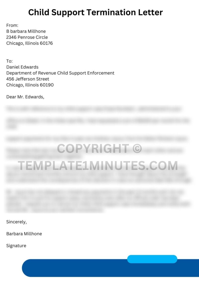 Child Support Termination Letter Sample