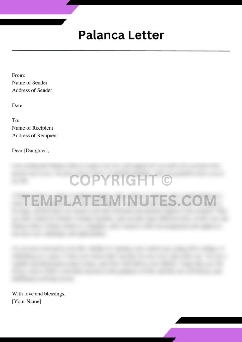 Palanca Letter for Daughter Printable
