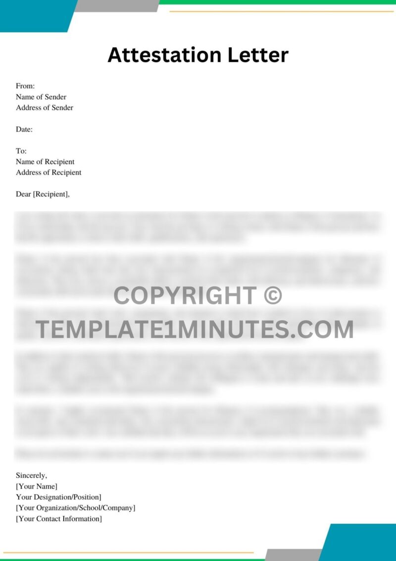 Printable Attestation Letter
