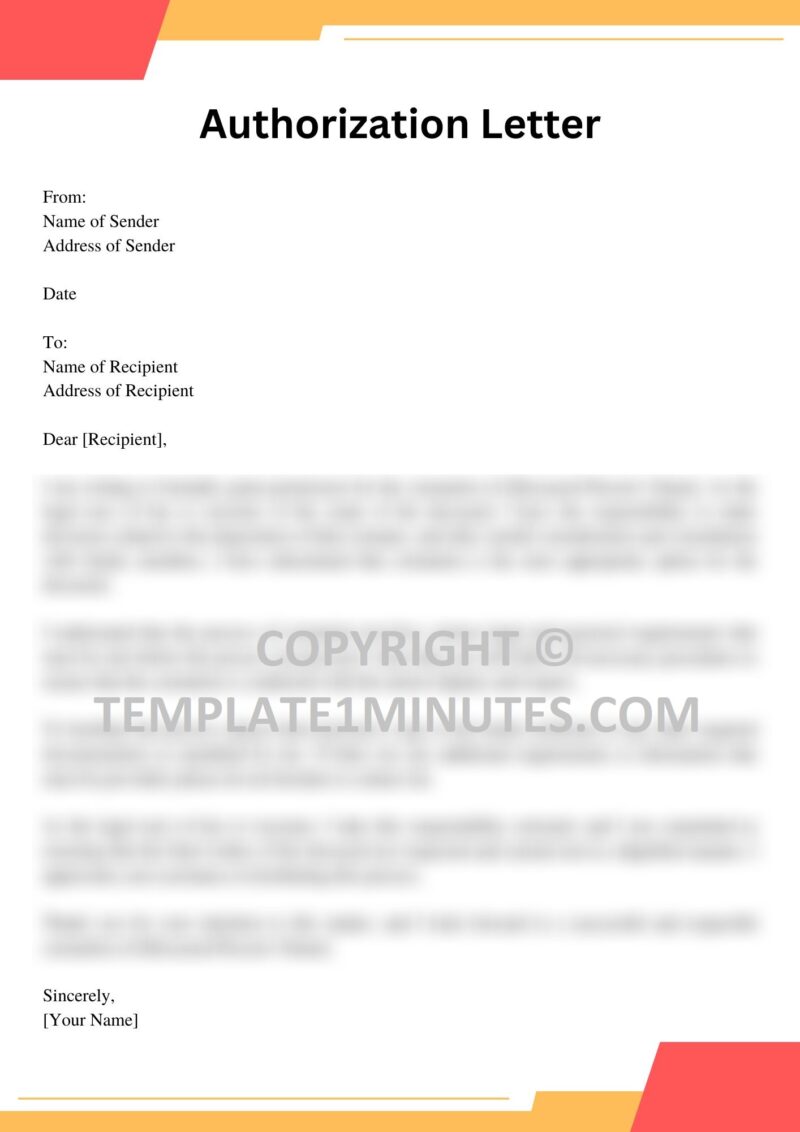 Printable Authorization Letter for Cremation