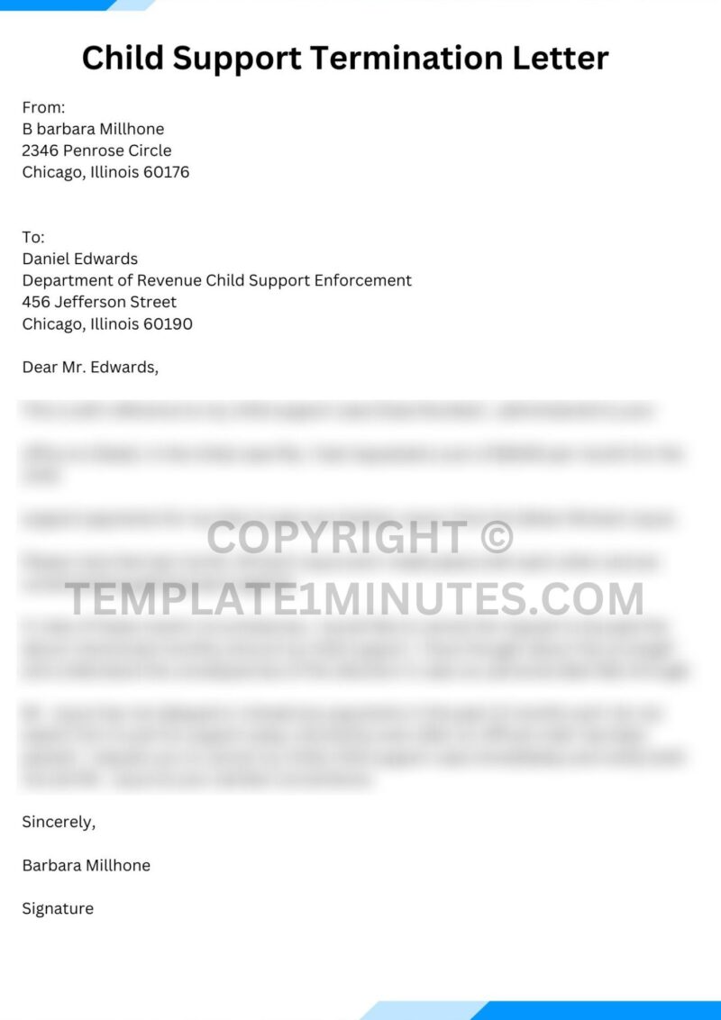Printable Child Support Termination Letter