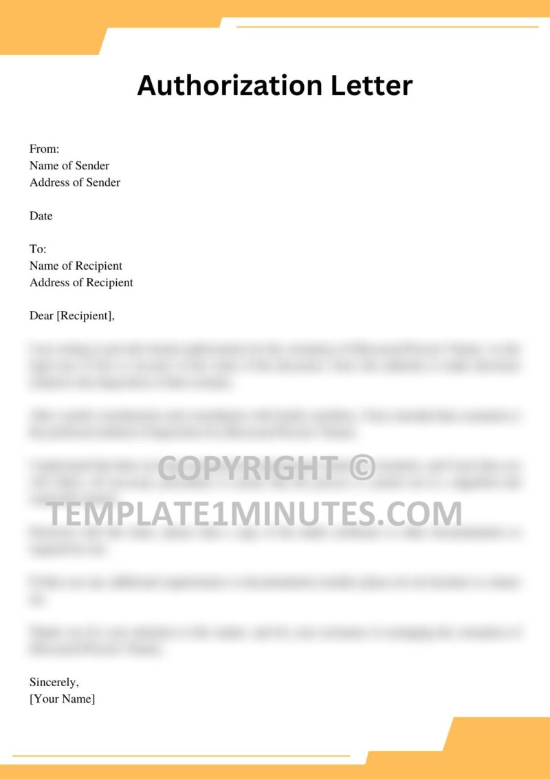 Sample Authorization Letter for Cremation