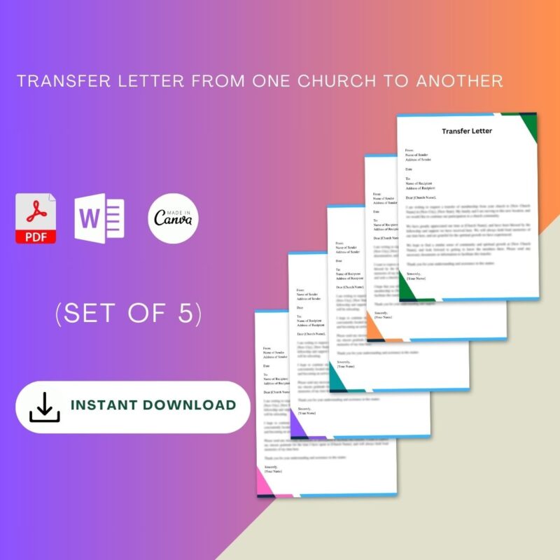 Transfer Letter from One Church to Another