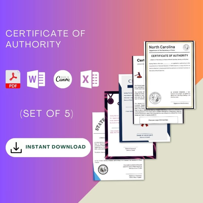 Certificate of Authority
