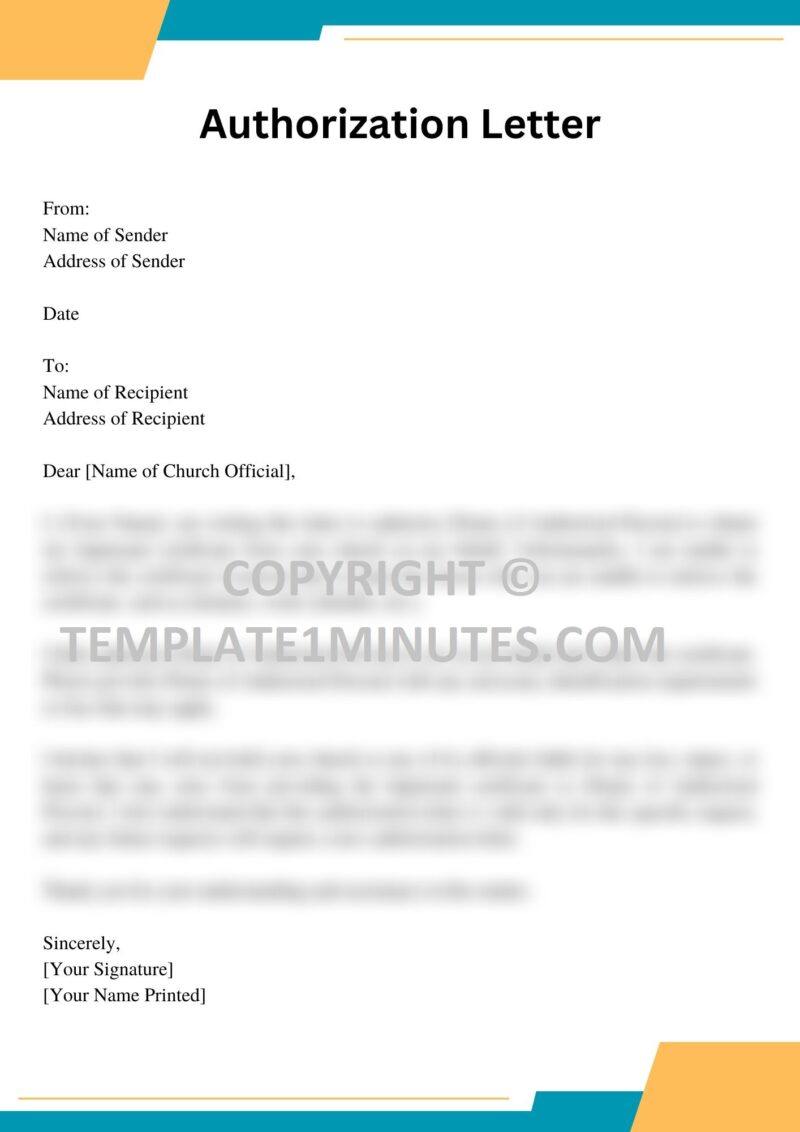 Authorization Letter for Baptismal Certificate Example