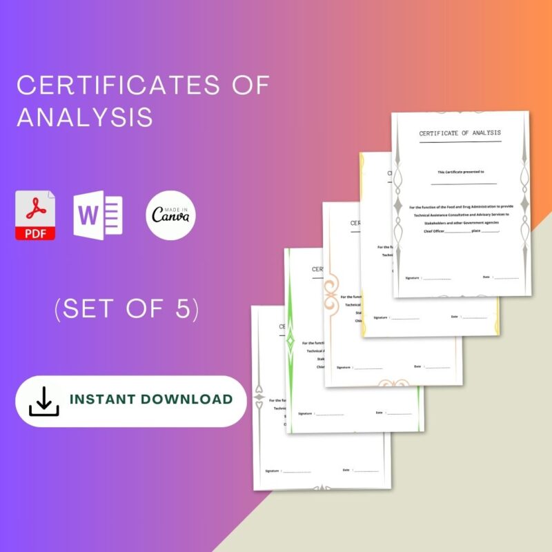 CERTIFICATES OF ANALYSIS