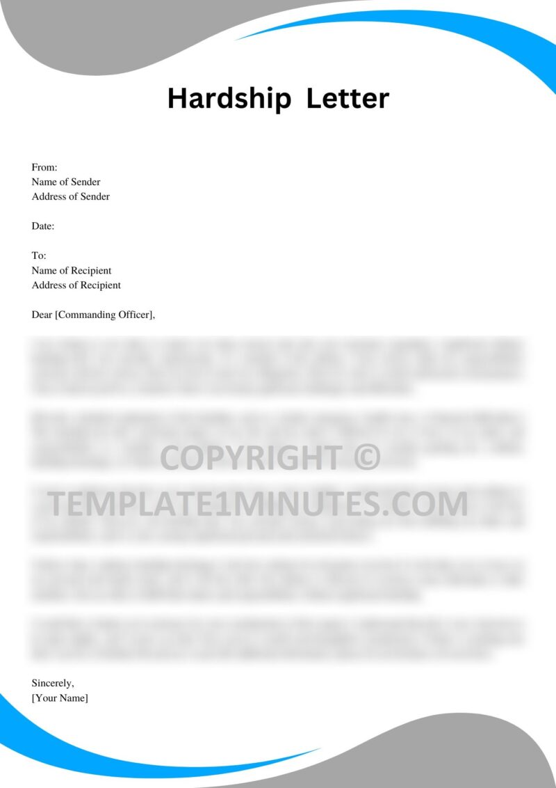 Military Hardship Letter Sample