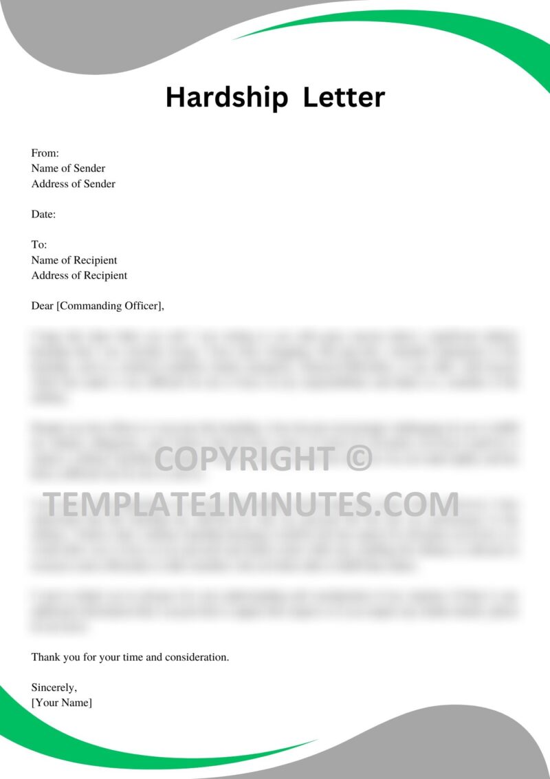 Military Hardship Letter Template