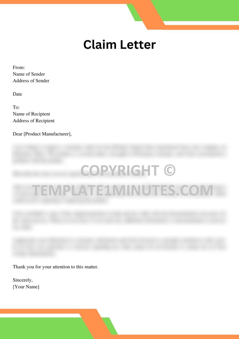 Printable Complaint Letter For Warranty Claim