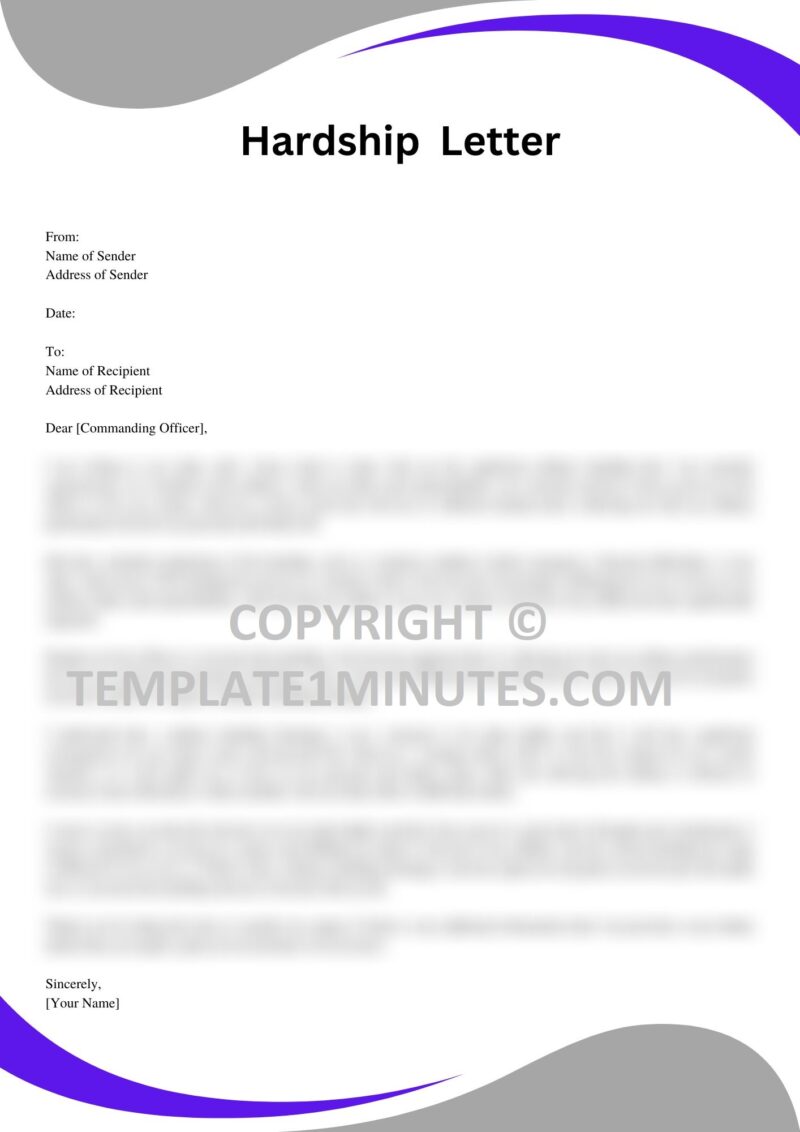 Sample Military Hardship Letter