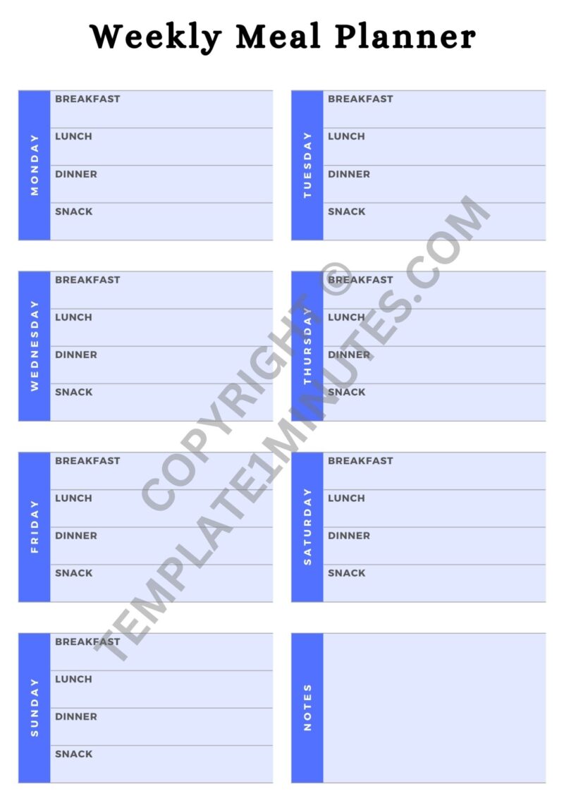 Printable Weekly Meal Planner