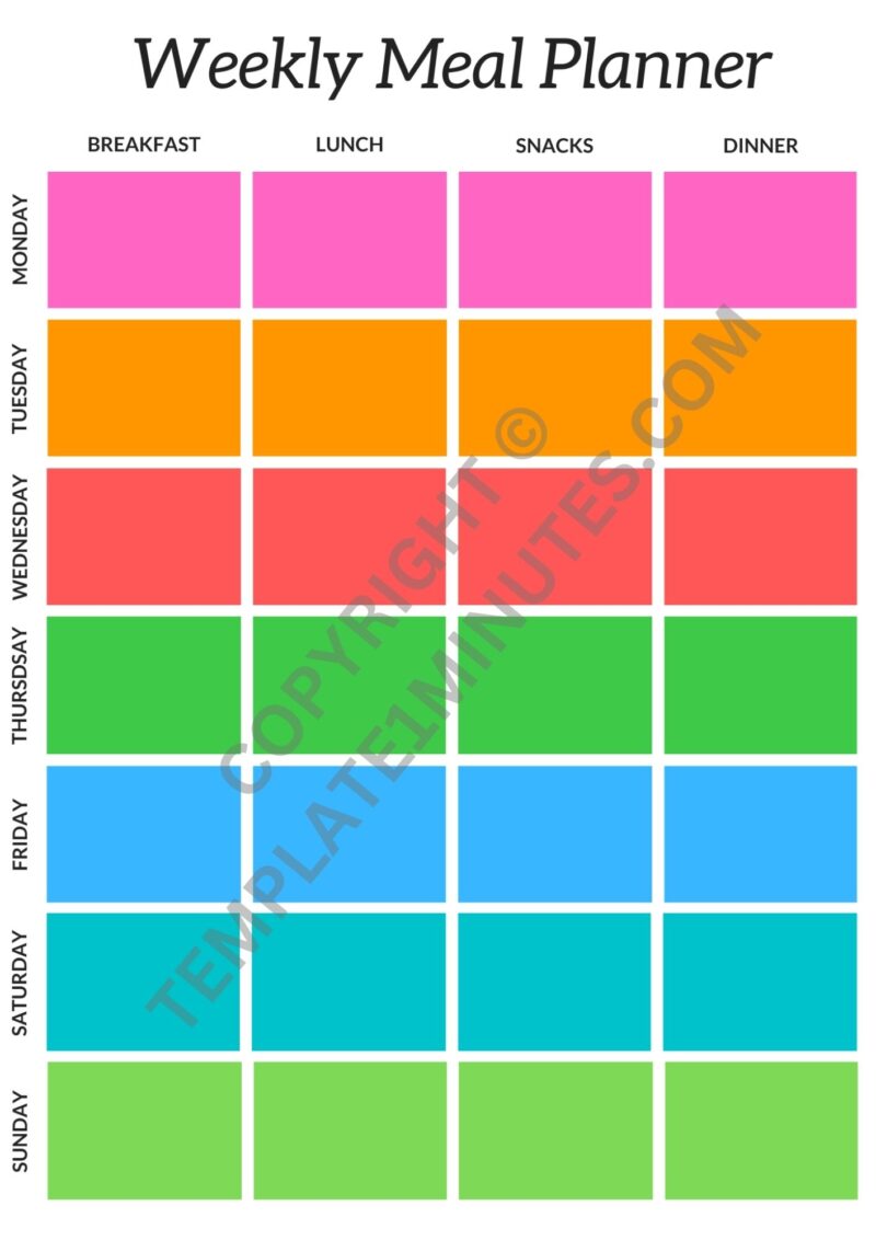 Weekly Meal Planner Template