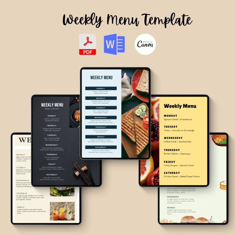 Weekly Menu Template Printable
